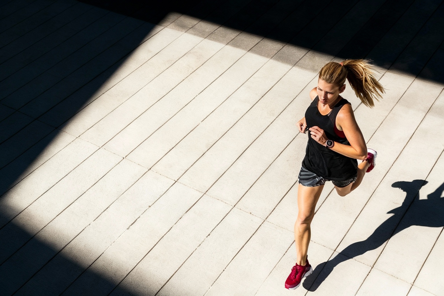 After depth effect - woman running with relight ai effect